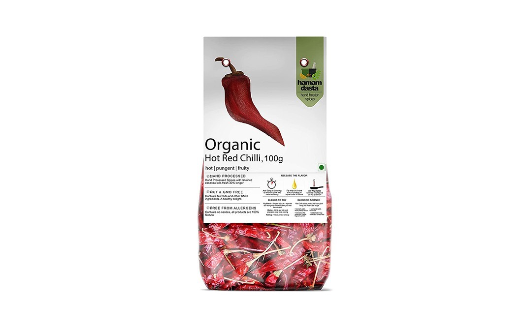 Hamam Dasta Organic Hot Red Chilli    Pack  100 grams